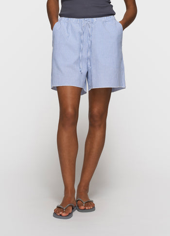 cotton shorts stripes | white/steel blue