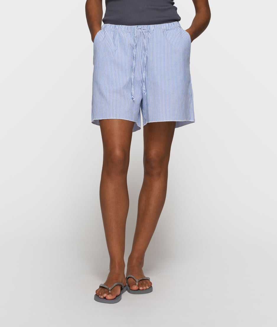 cotton shorts stripes | white/steel blue