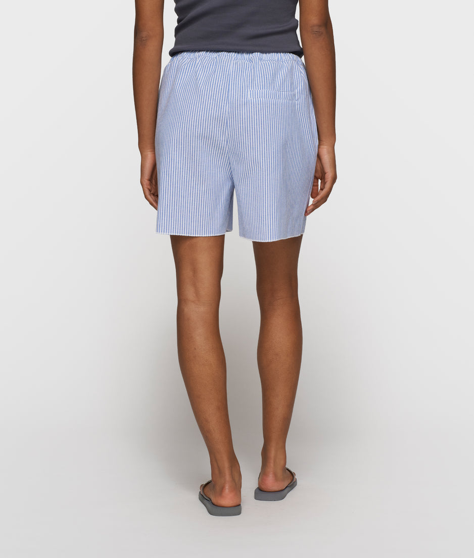 cotton shorts stripes | white/steel blue