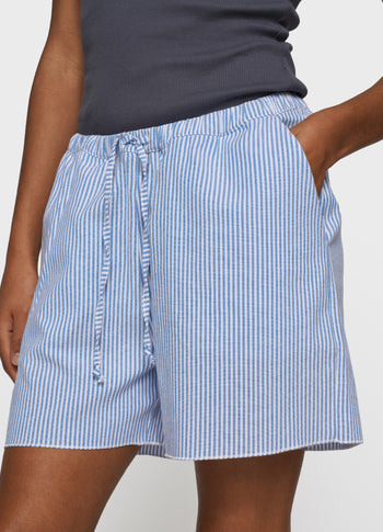 cotton shorts stripes | white/steel blue