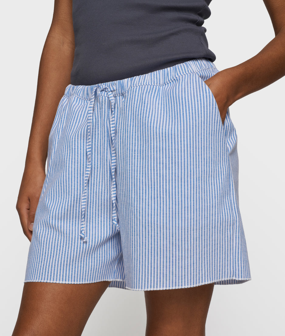 cotton shorts stripes | white/steel blue