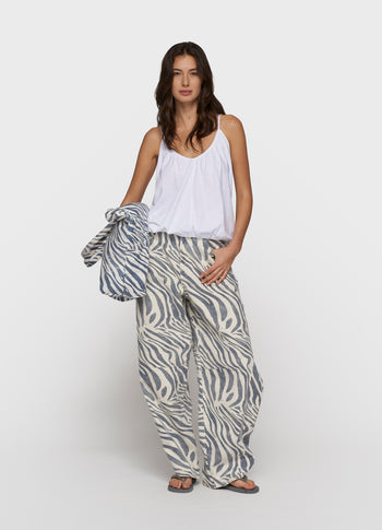 western pants zebra | light vanilla
