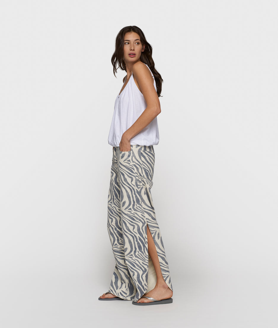 western pants zebra | light vanilla