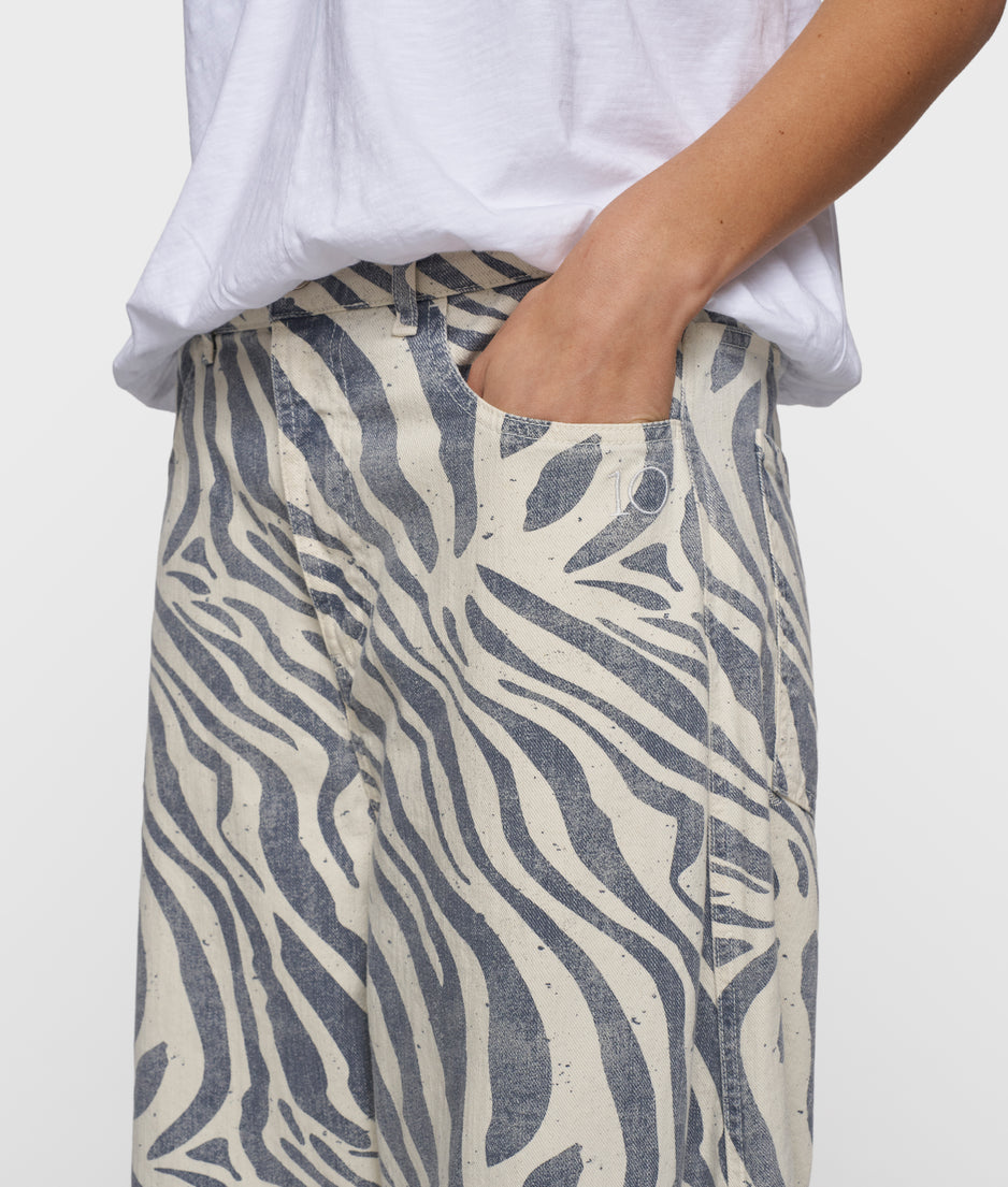 western pants zebra | light vanilla