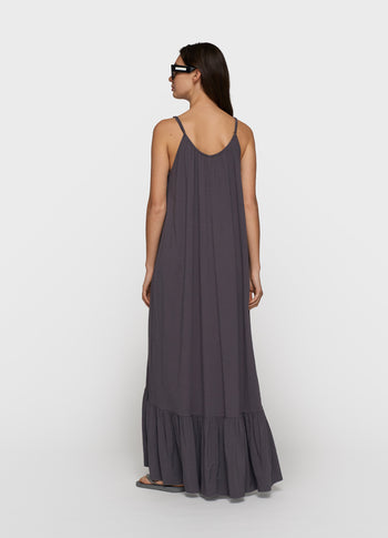 maxi dress slub jersey | steel blue