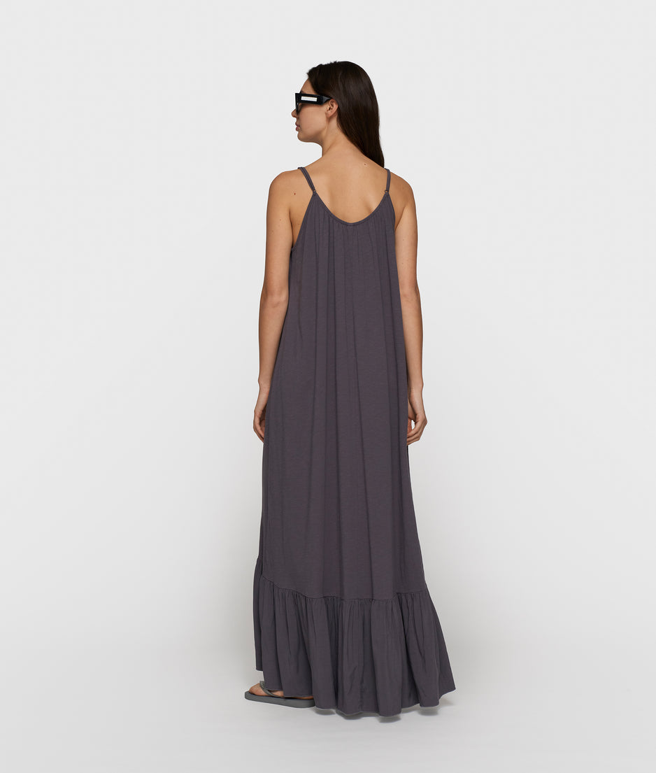 maxi dress slub jersey | steel blue
