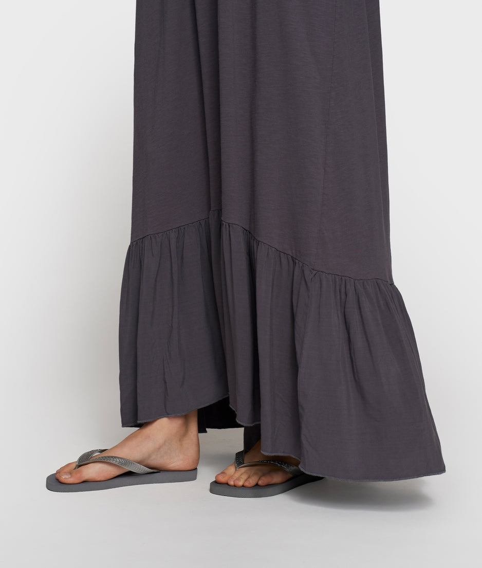 maxi dress slub jersey | steel blue