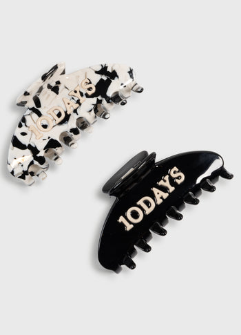 hair claw | ecru/black
