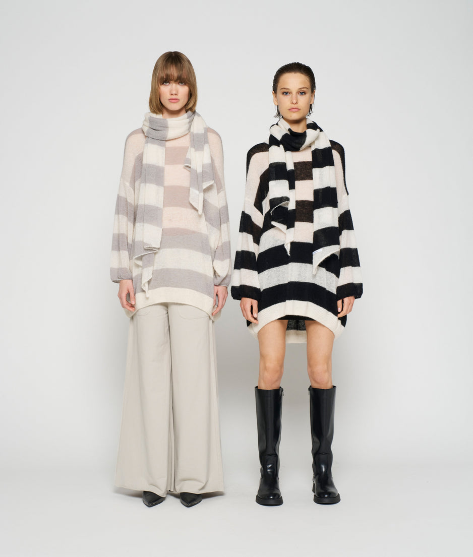 scarf knit stripe | ecru/cloudy