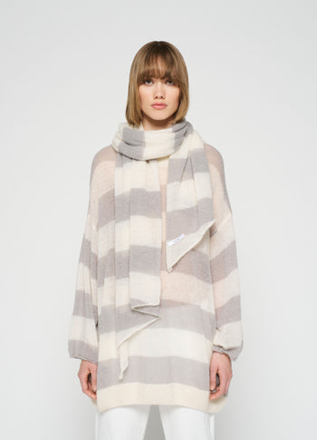 scarf knit stripe | ecru/cloudy