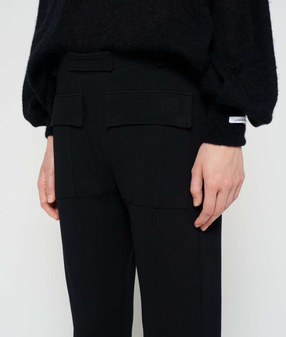 fitted punto pants | black