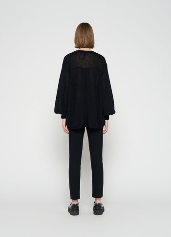 thin alpaca knit blouse | black