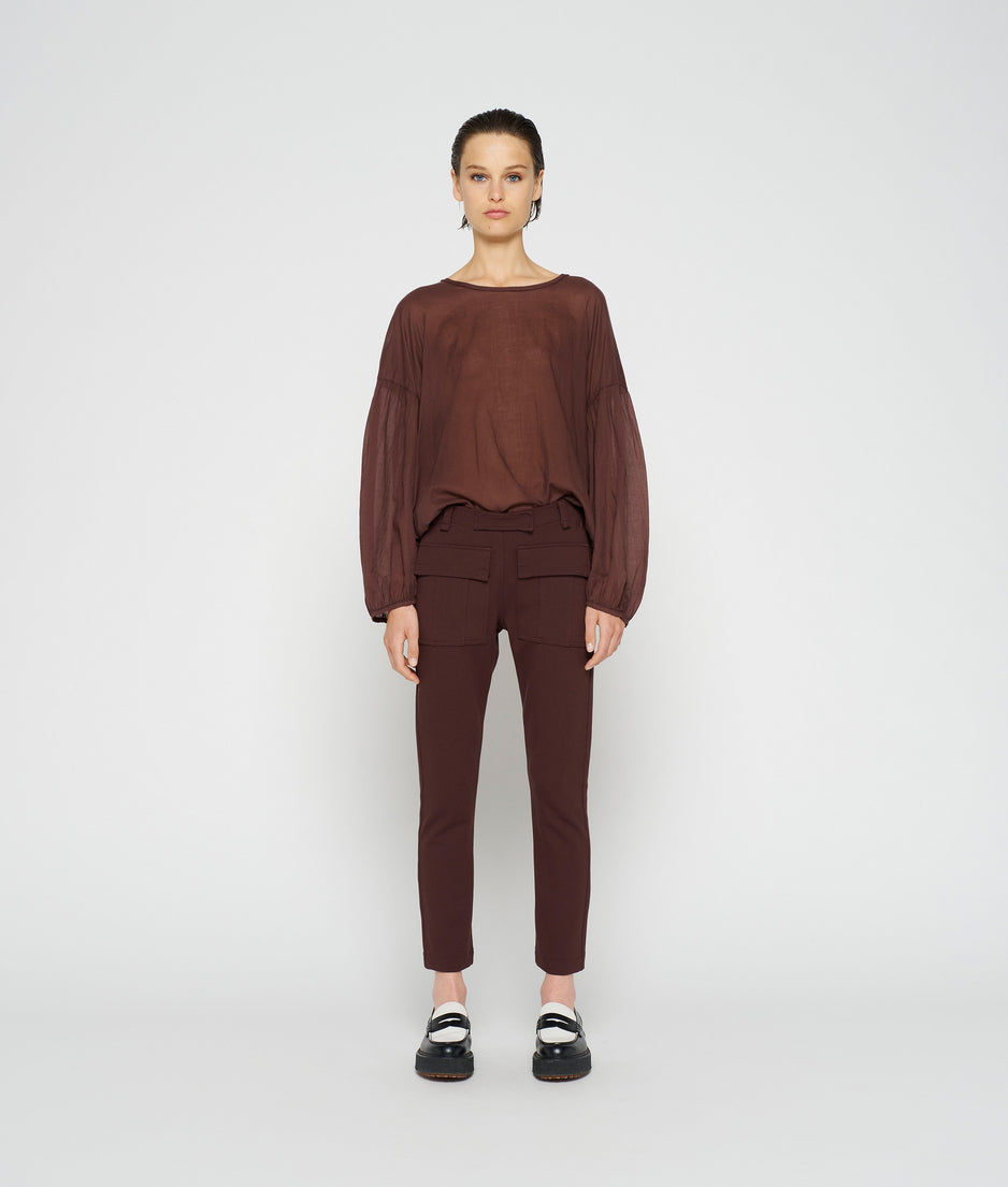 balloon sleeve blouse | aubergine