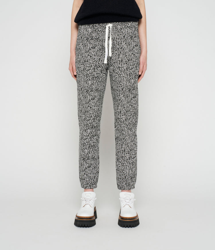 cropped jogger herringbone | black
