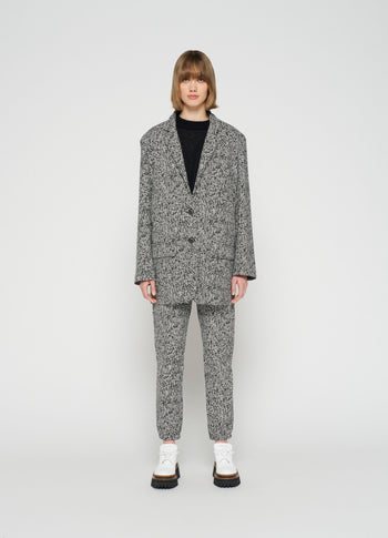 statement blazer herringbone | black