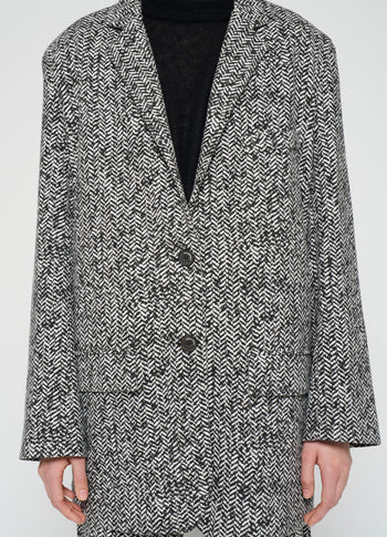 statement blazer herringbone | black