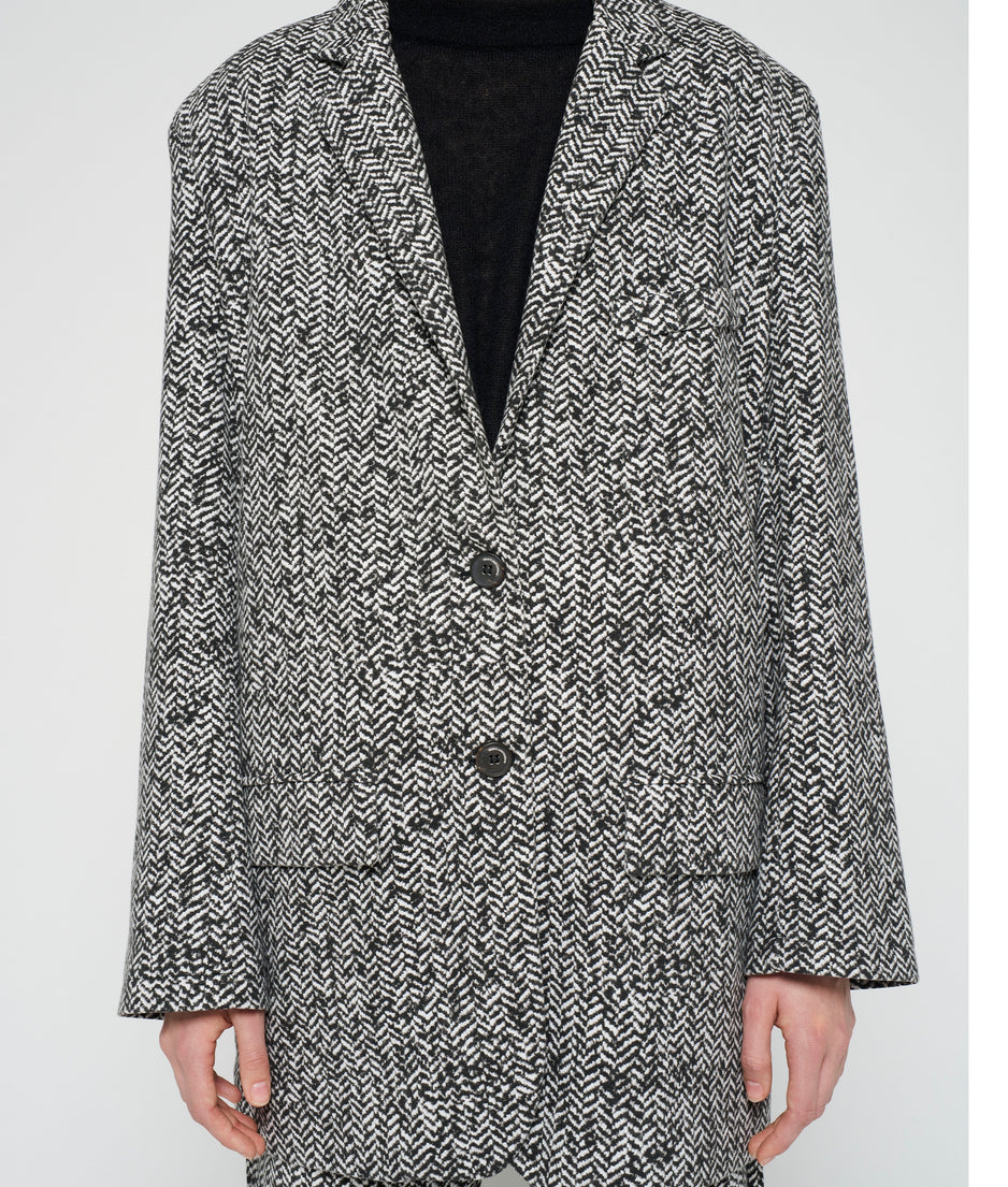 statement blazer herringbone | black