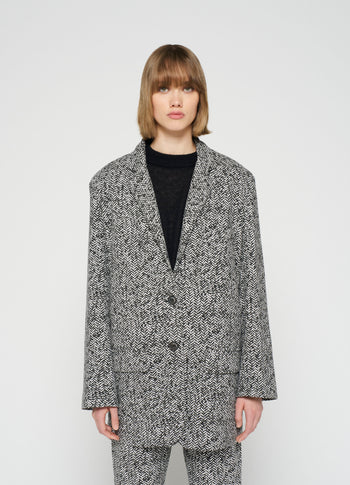 statement blazer herringbone | black