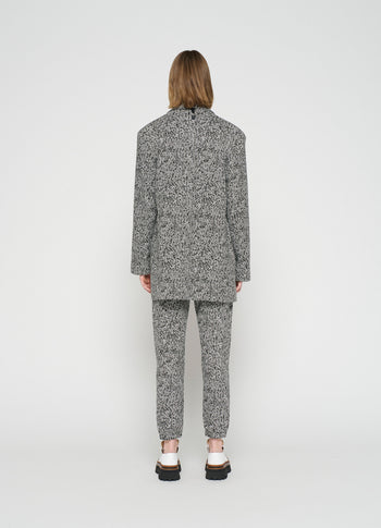 statement blazer herringbone | black