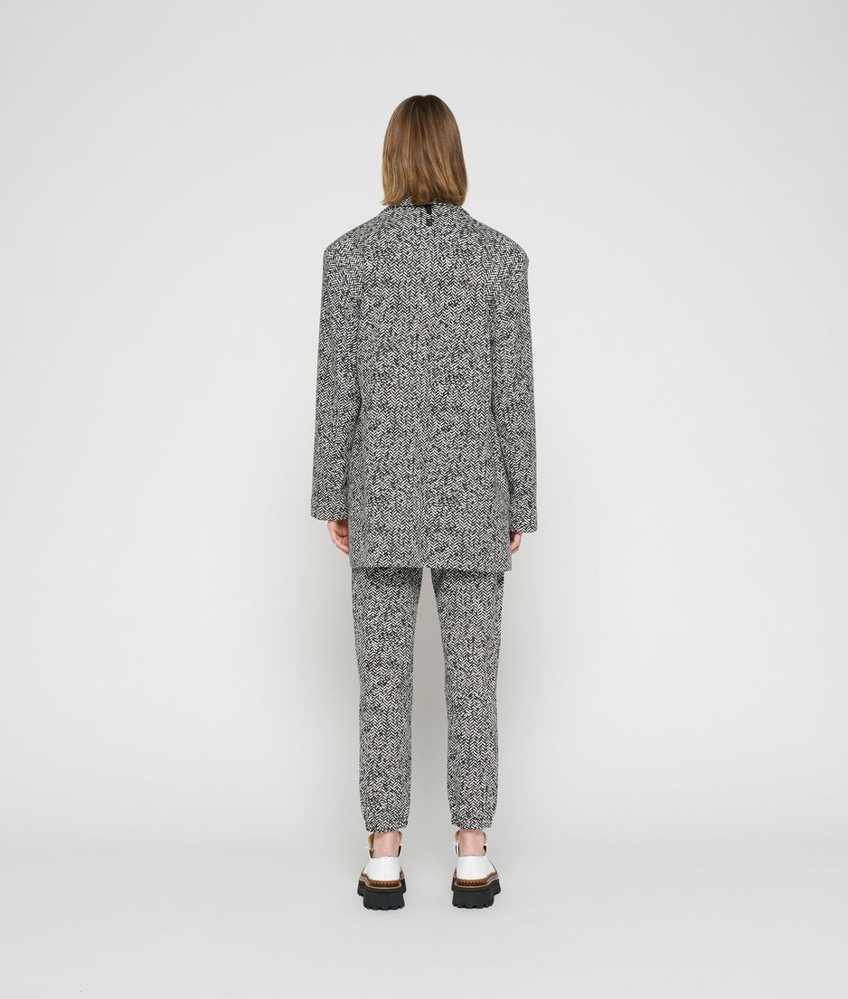 statement blazer herringbone | black