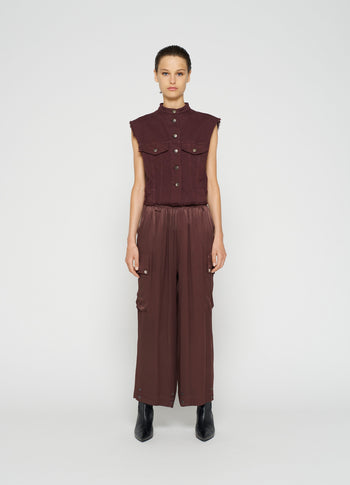 utility pants satin | aubergine