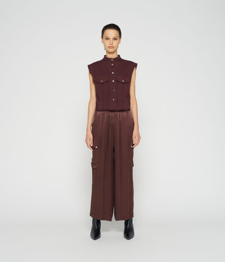 utility pants satin | aubergine