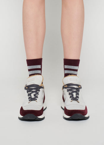 short socks stripes | aubergine