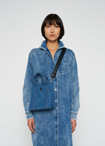 mini box bag denim | stone blue