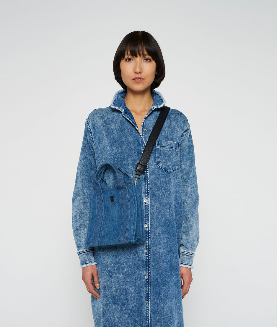 mini box bag denim | stone blue