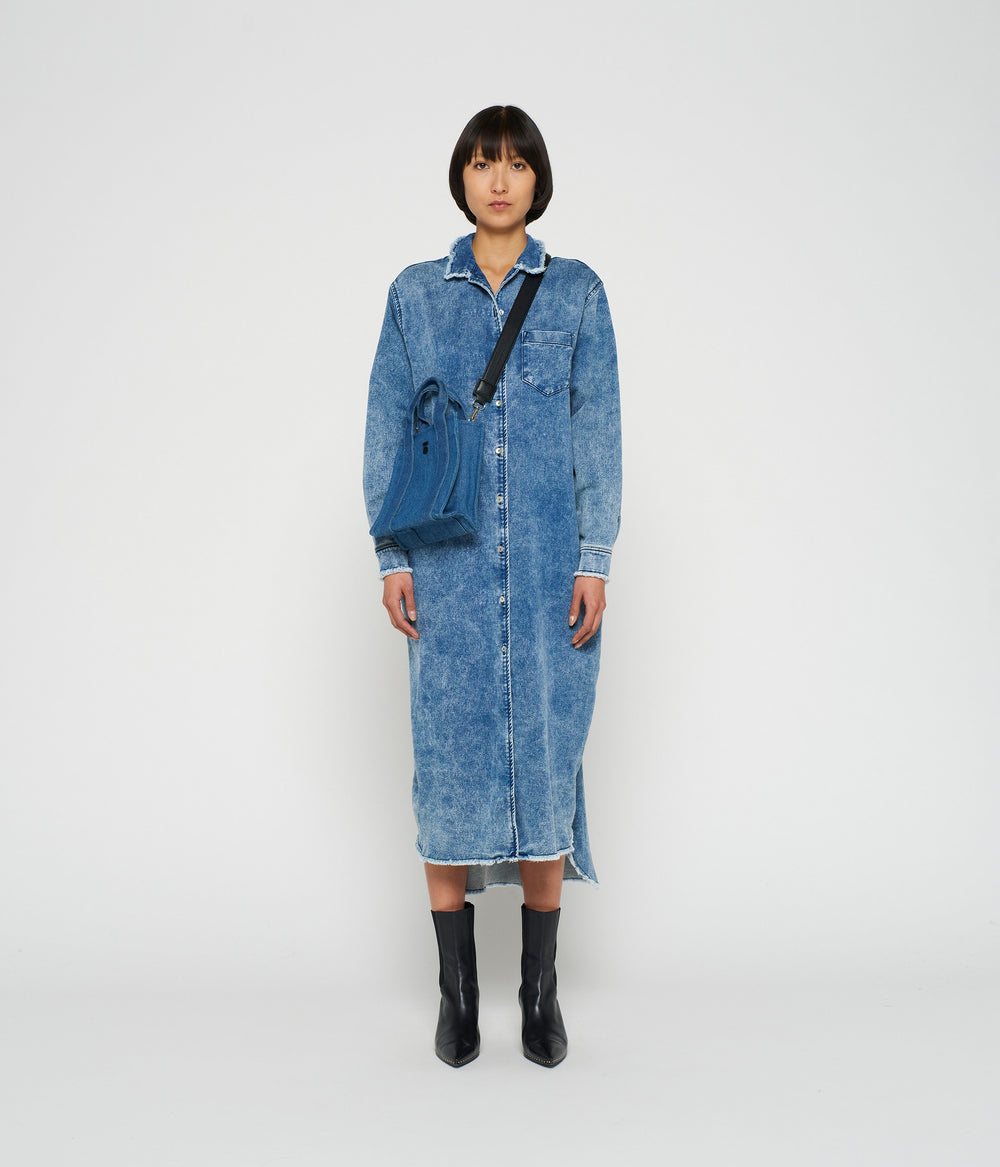 shirt dress jog denim | blue denim